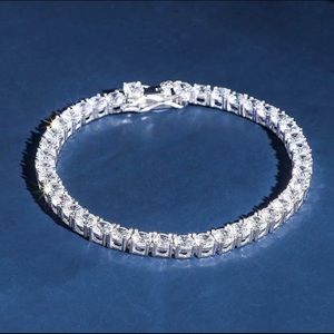 5mm White Gold Tennis Bracelet 8”